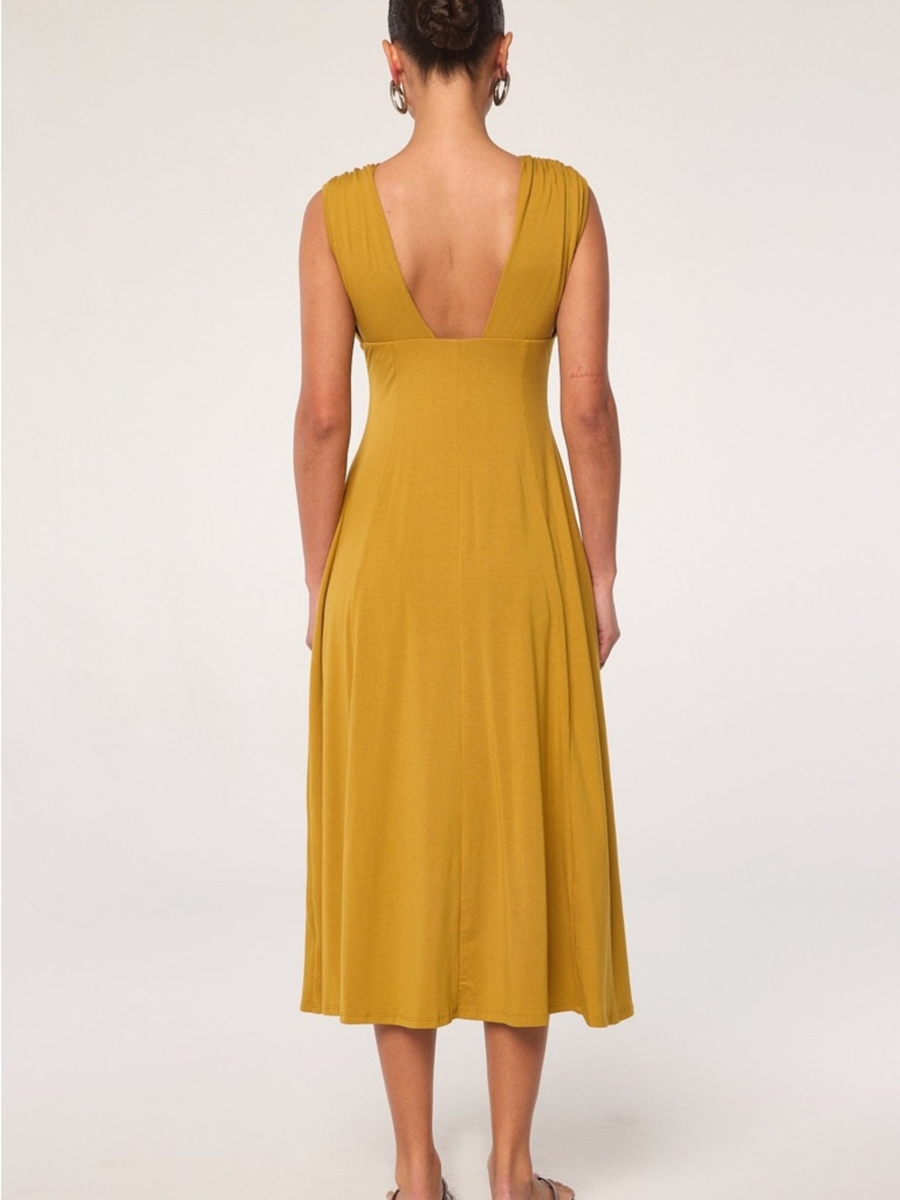 The Line by K Sleeveless Deep V Maxi Dress in Mustard - Picture 3 of 4